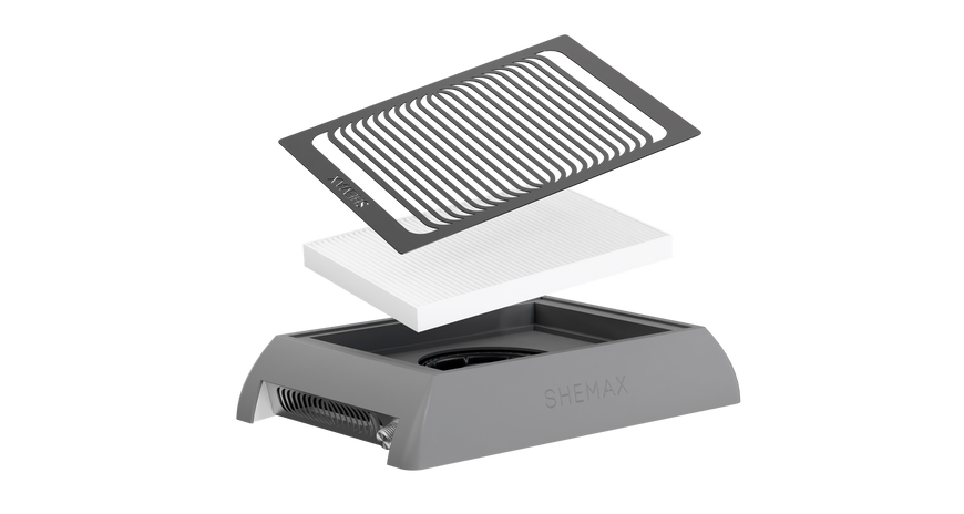 SHEMAX X-PRO професійна витяжка з широкою зоною збору пилу сіра 8056 фото