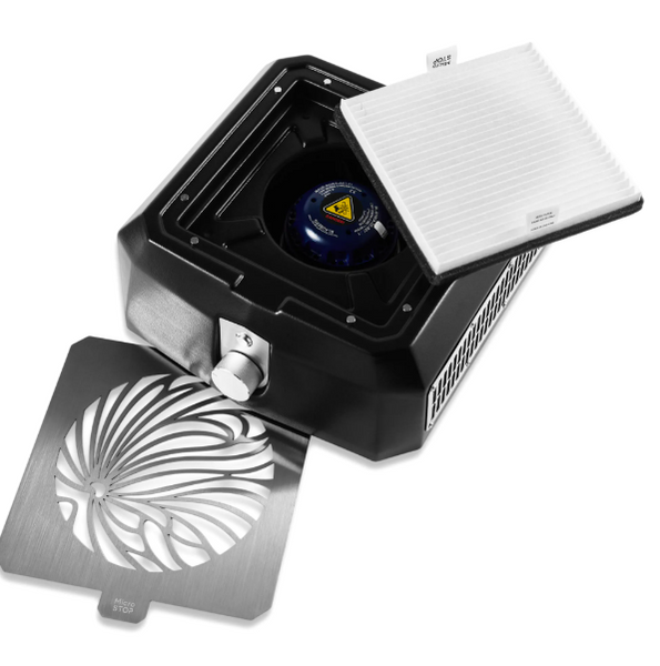 Настольная вытяжка для маникюра с HEPA-фильтром Microstop Base Pro Black 001602 фото